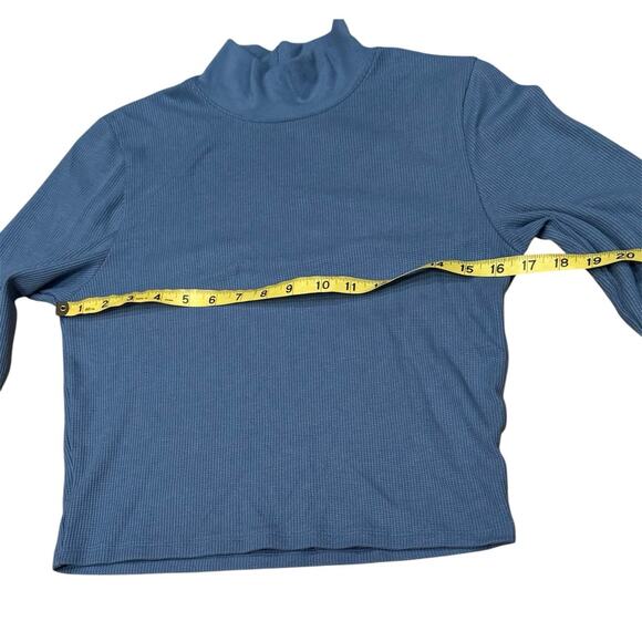 American Eagle AE Blue XL Long-Sleeve Cropped Hey Baby Mock Neck Tee Relaxed - Picture 5 of 7